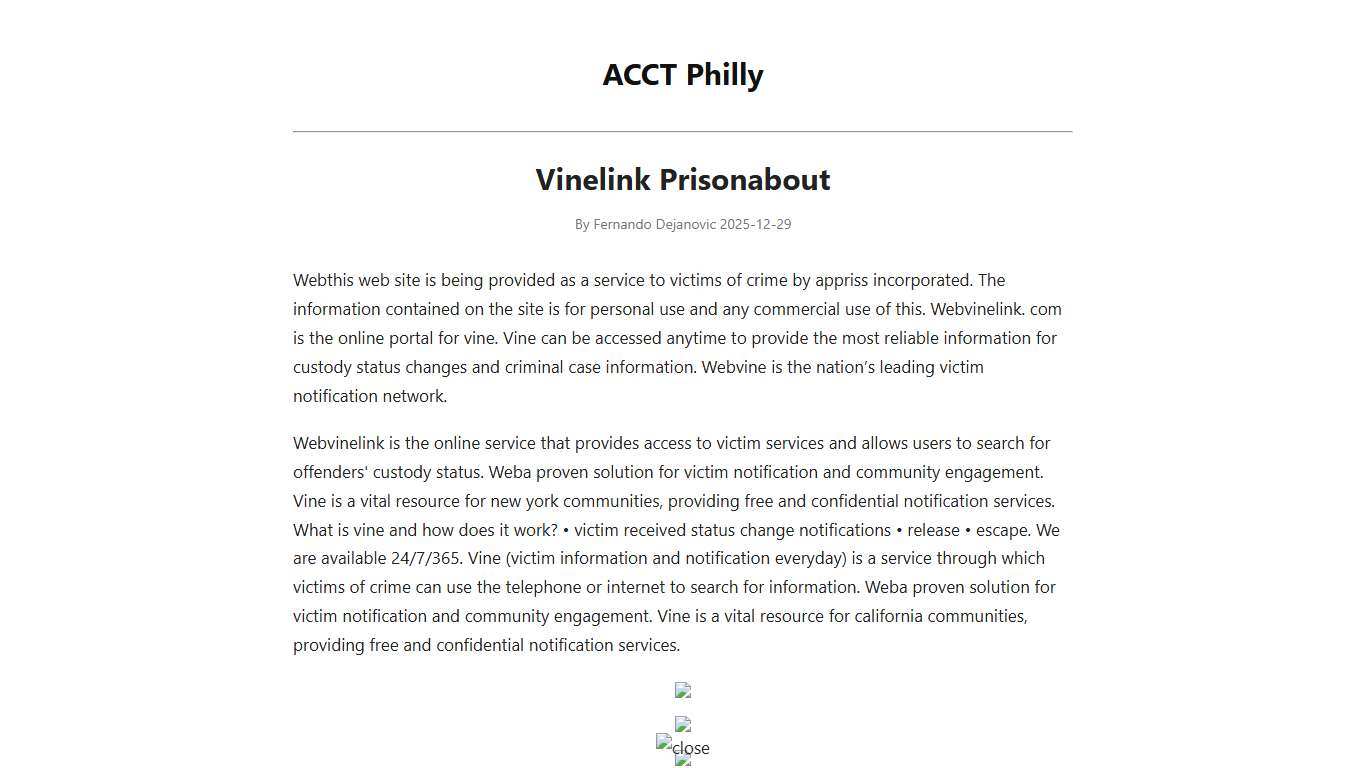 Vinelink Prisonabout - ACCT Philly